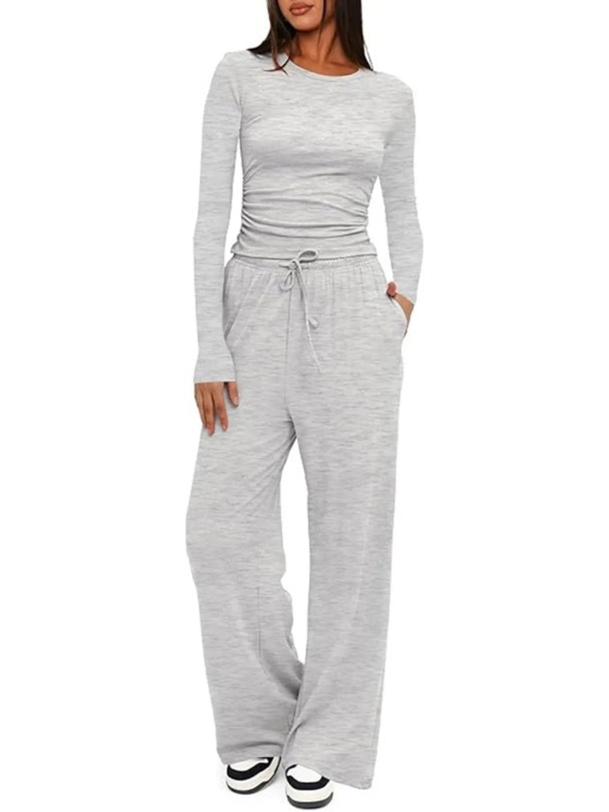 Hazel Blues® | Round Neck Long Sleeve Top and Pants Set