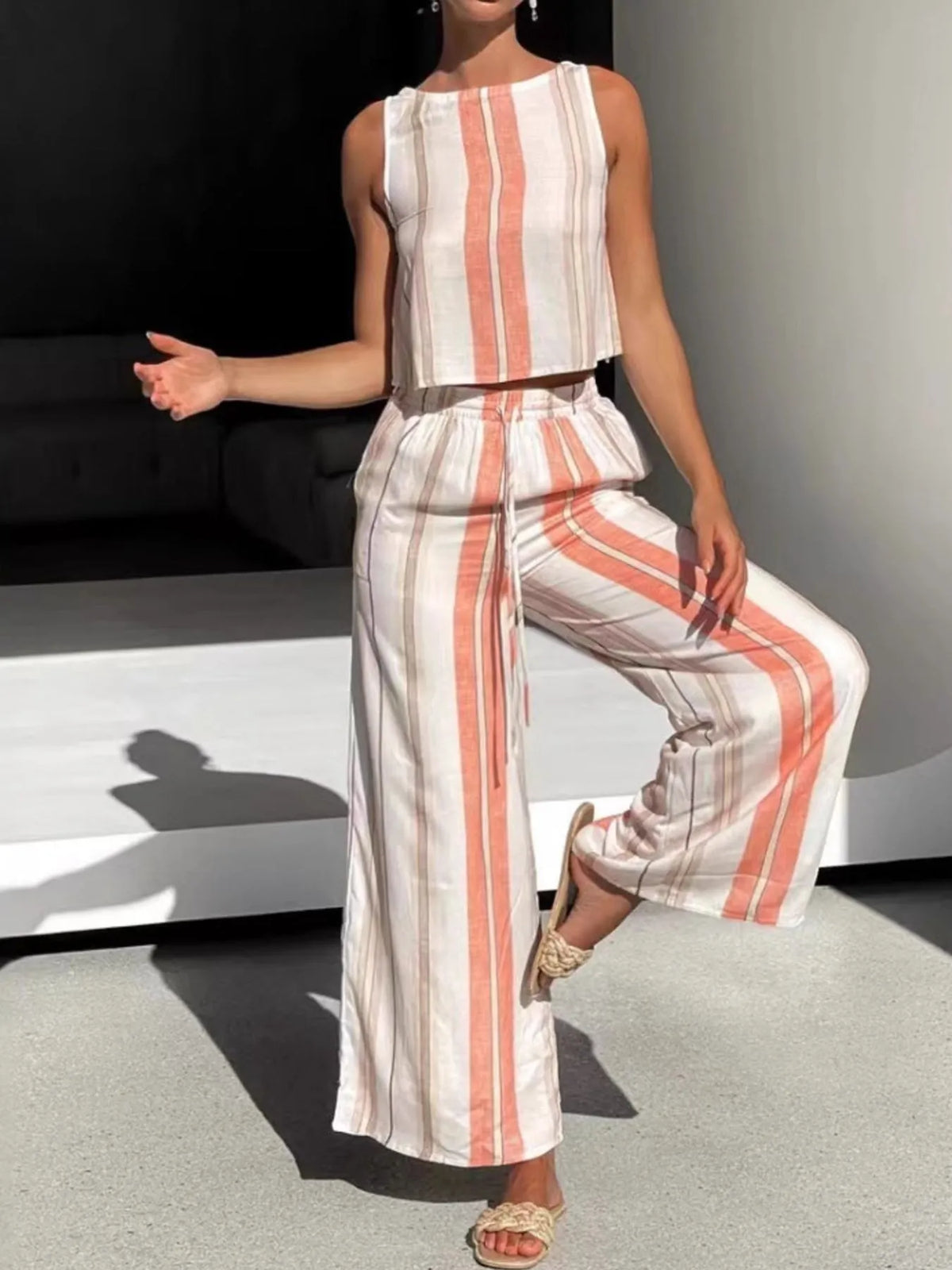 Hazel Blues® | Printed Tank and Wide Leg Pants Set
