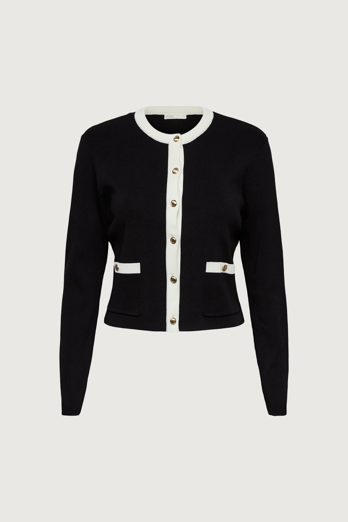 CONTRAST TRIM BUTTON FRONT CARDIGAN