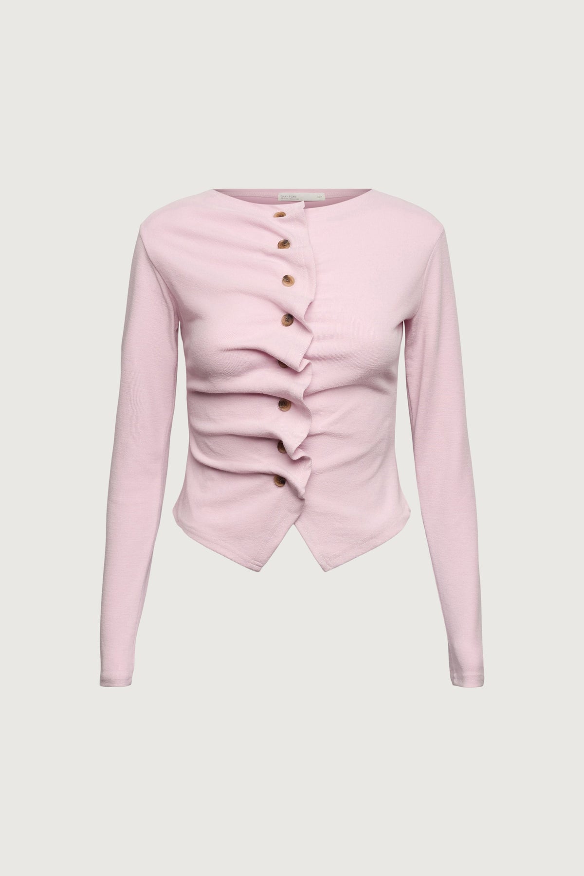 RUFFLE PLACKET BUTTON UP CARDIGAN