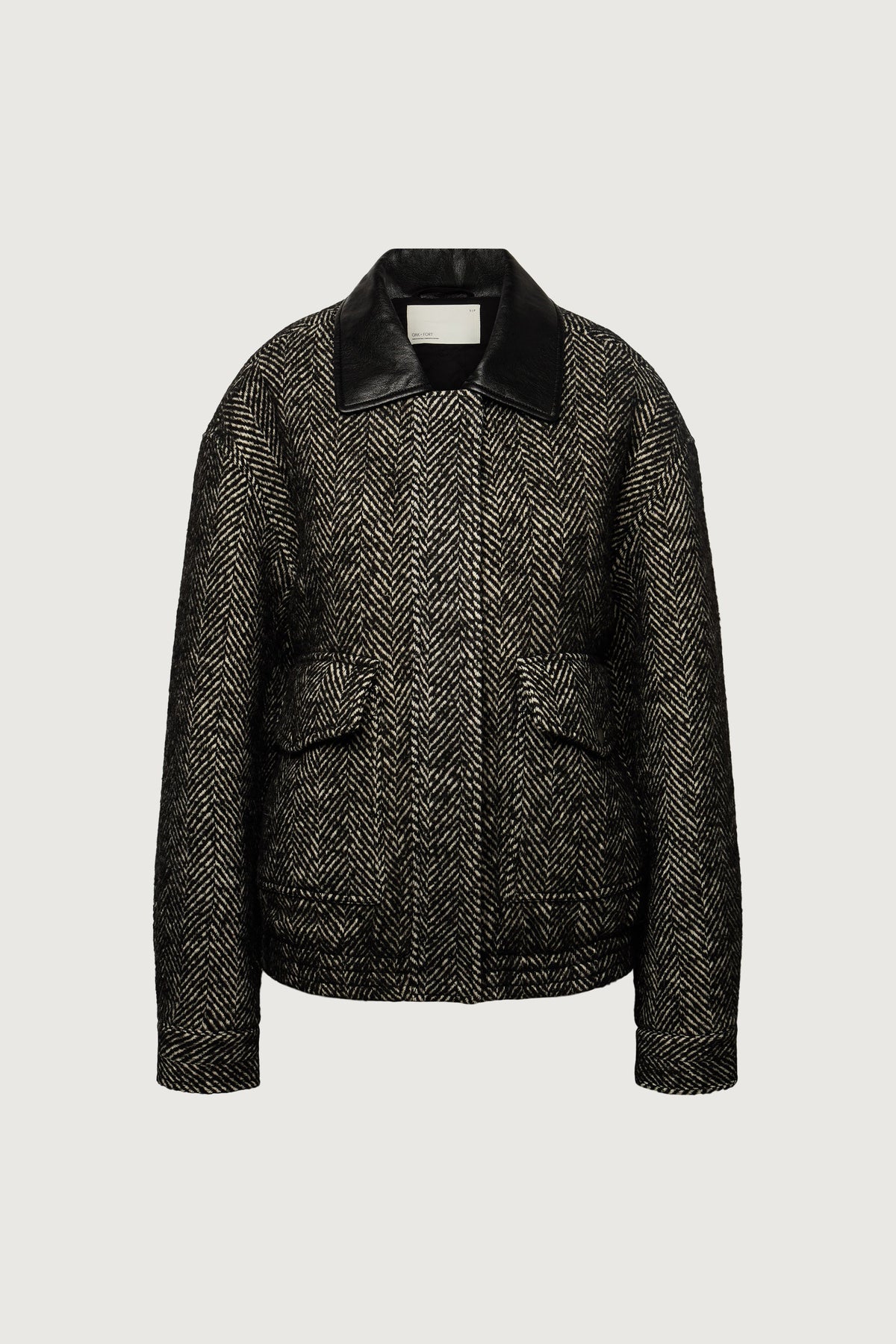 WOOL BLEND HERRINGBONE BOMBER JACKET