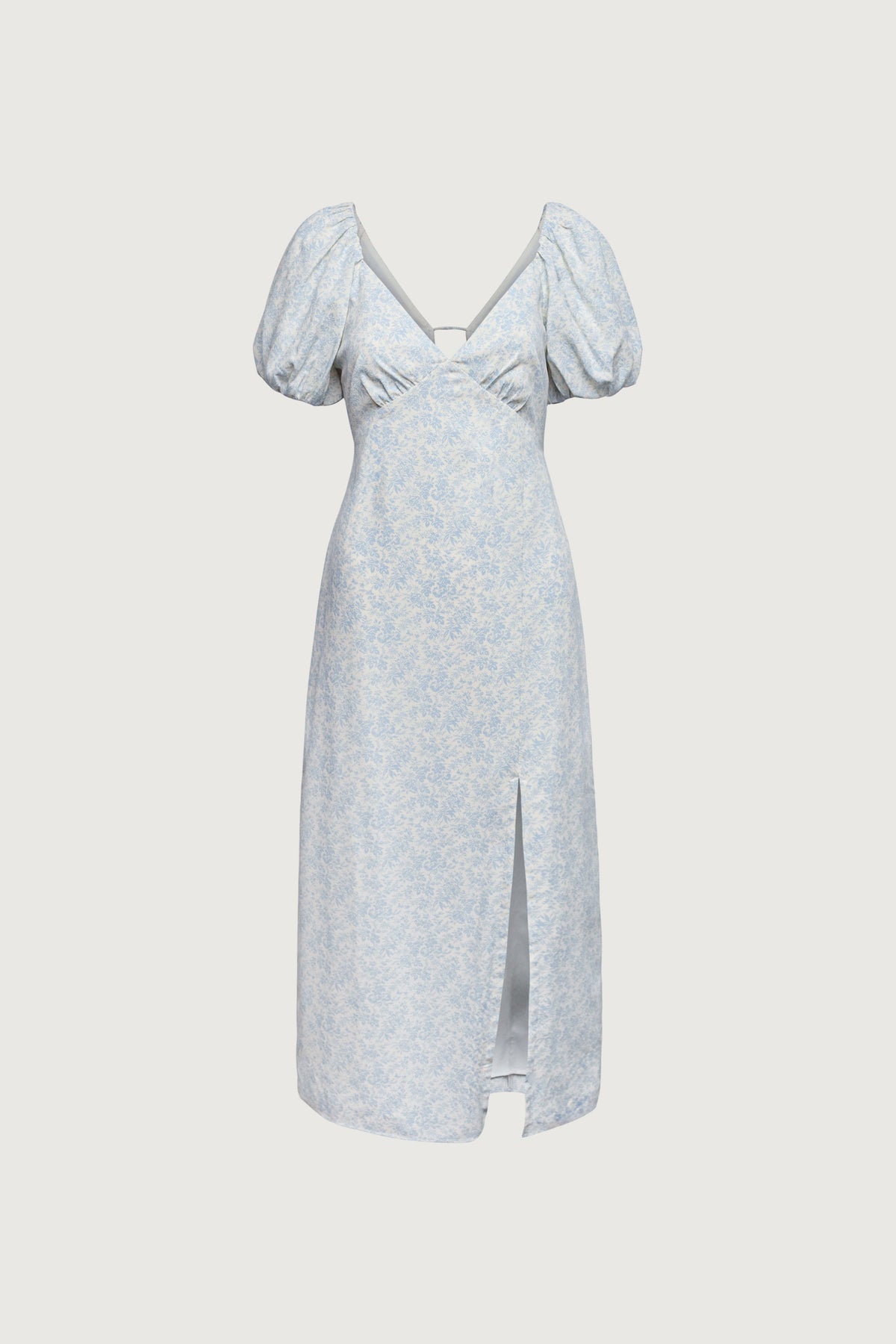 PUFF SLEEVE FLORAL MIDI DRESS