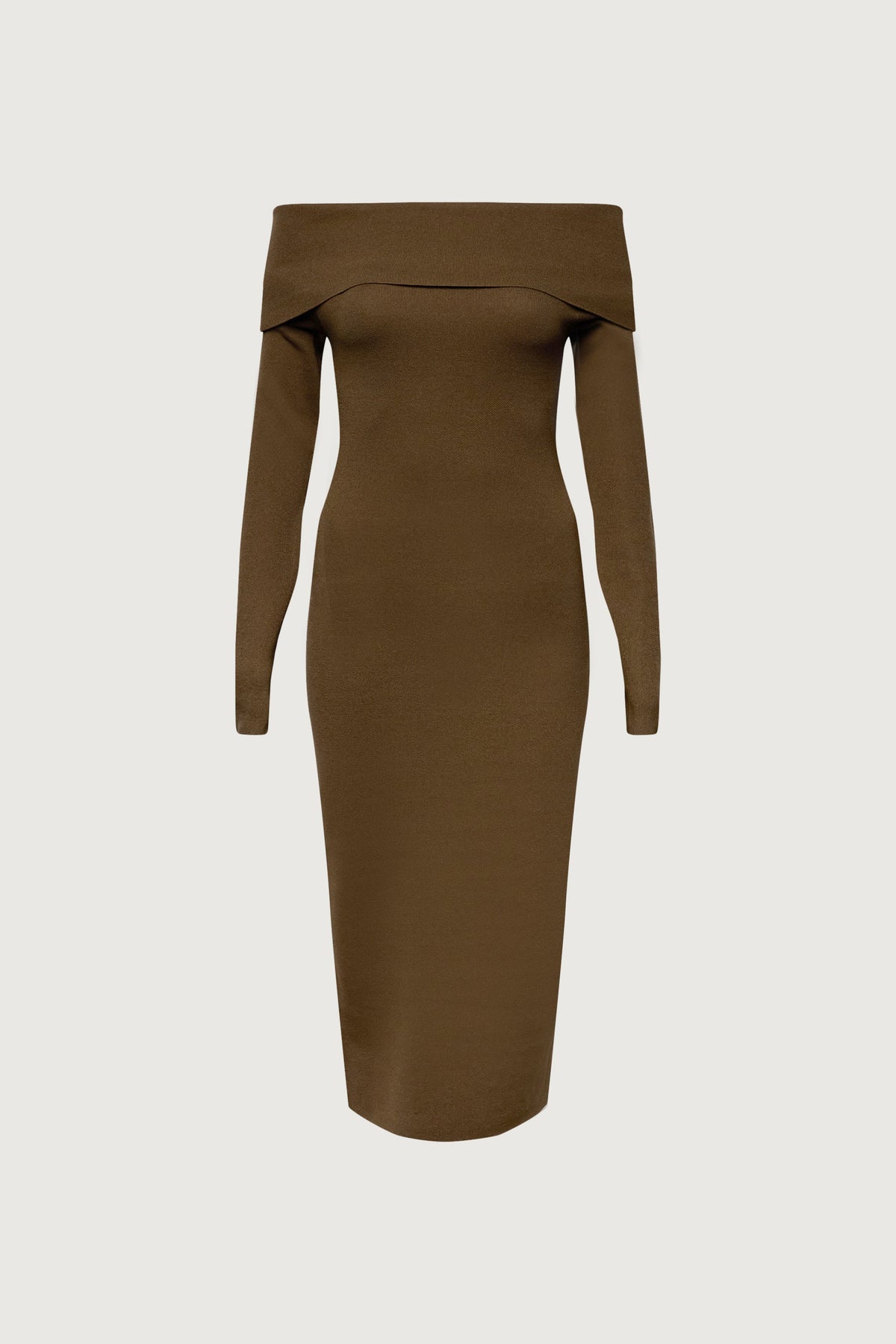 OFF THE SHOULDER LONG SLEEVE MIDI DRESS