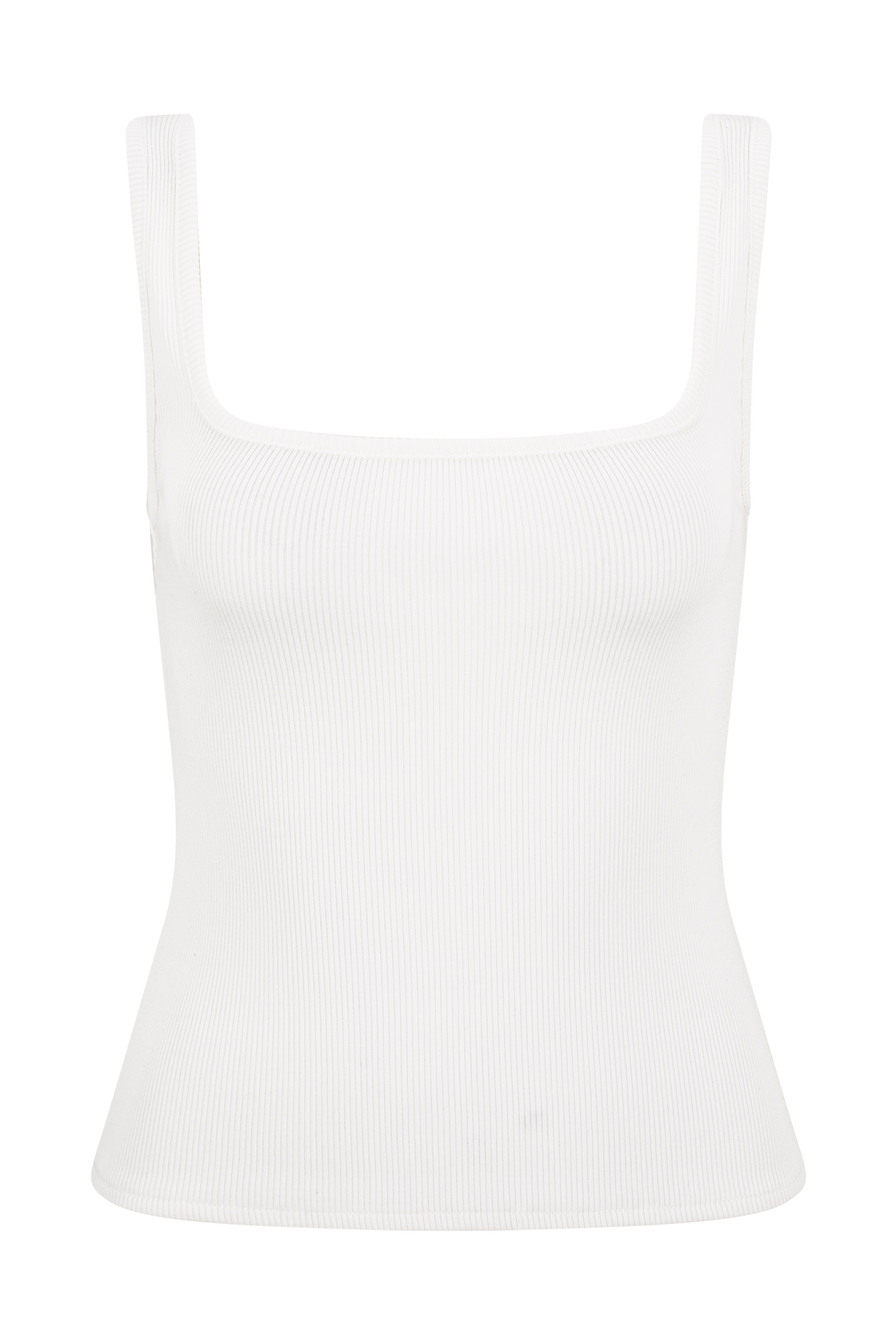 Aisling Ribbed Square Neck Sleeveless Top - Ivory