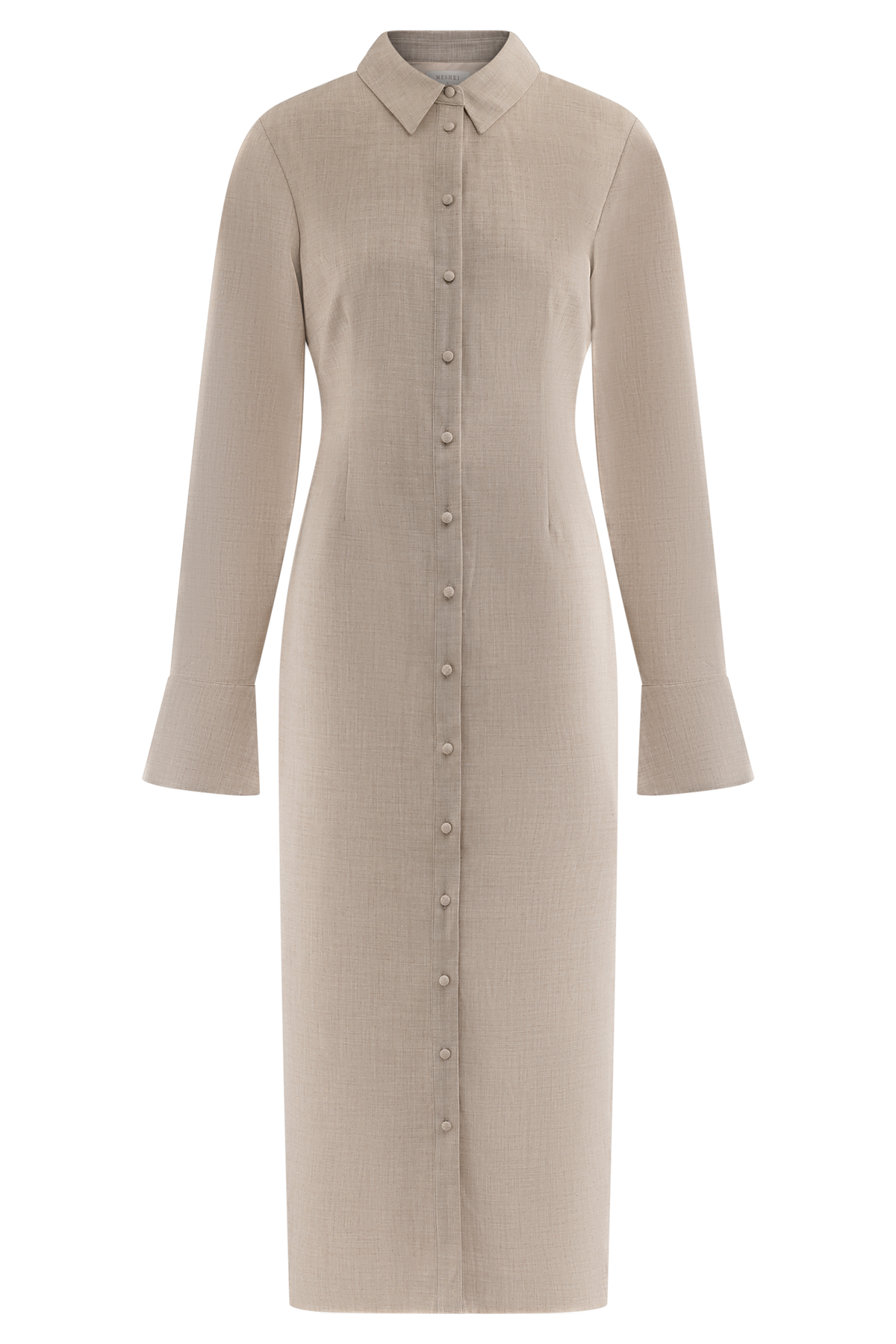 Dorian Fitted Shirt Midi Dress - Wheat Marle