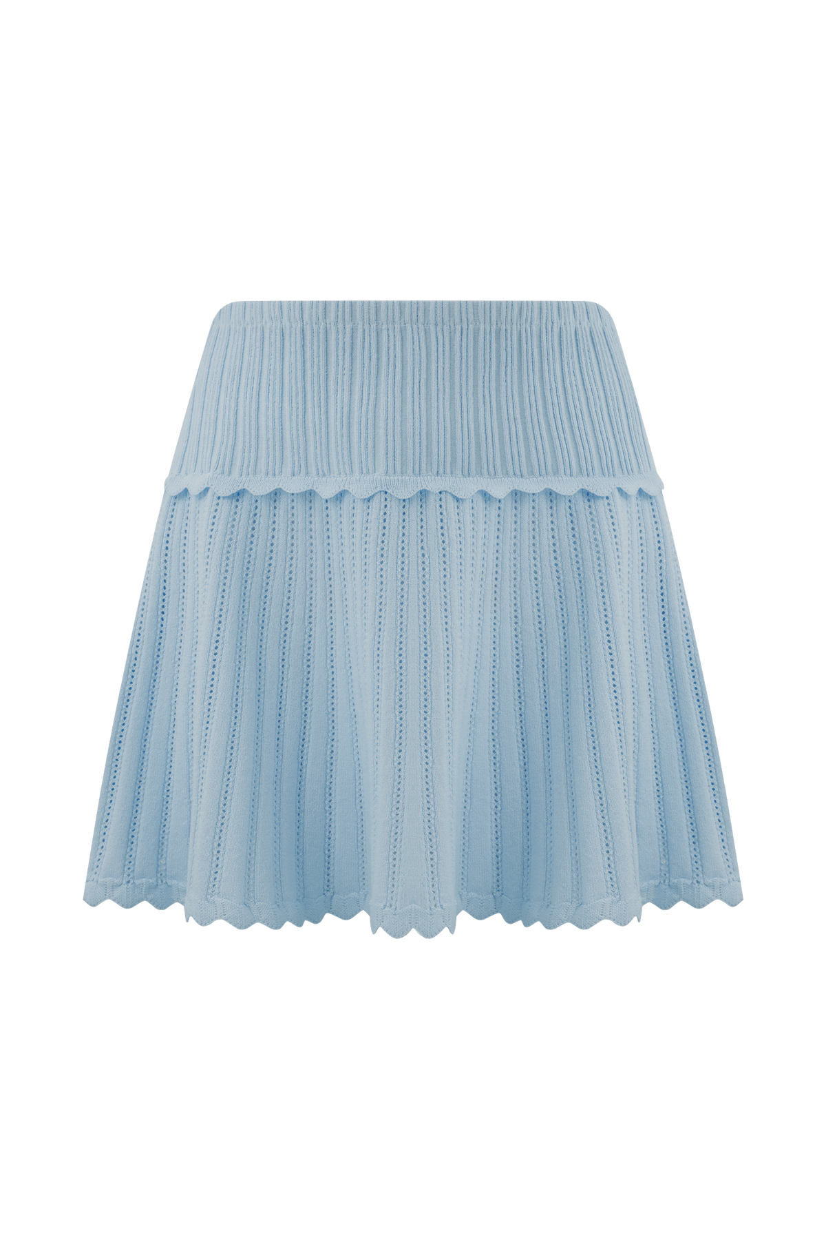 Indy Pointelle Knit Mini Skirt - Cornflower Blue