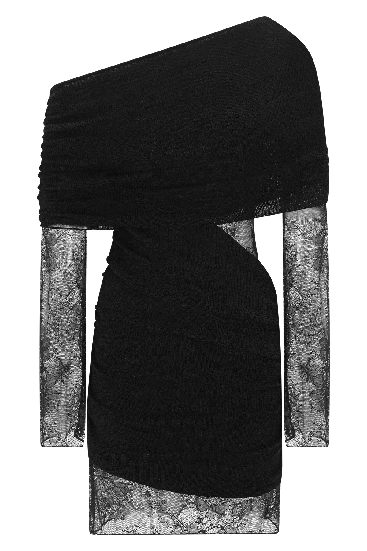 Luxie Lace Knit Mini Dress - Black