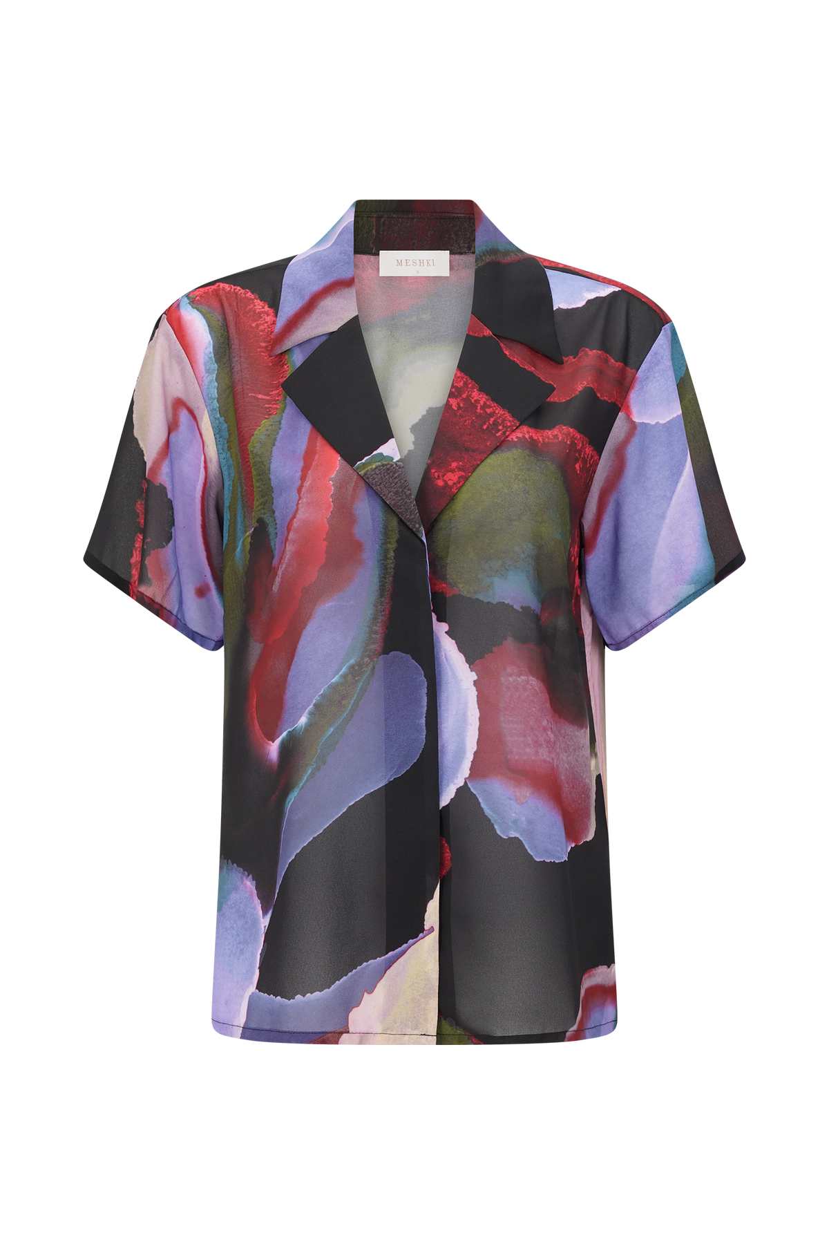 Rachel Chiffon Short Sleeve Shirt - Multi Fluid Reverie Print