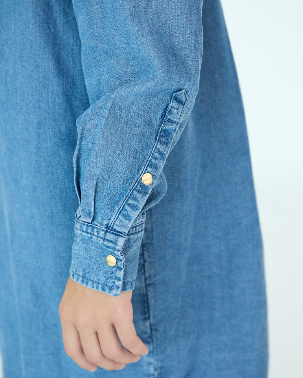 Girl Jules Oversize Shirt - Medium Blue Chambray