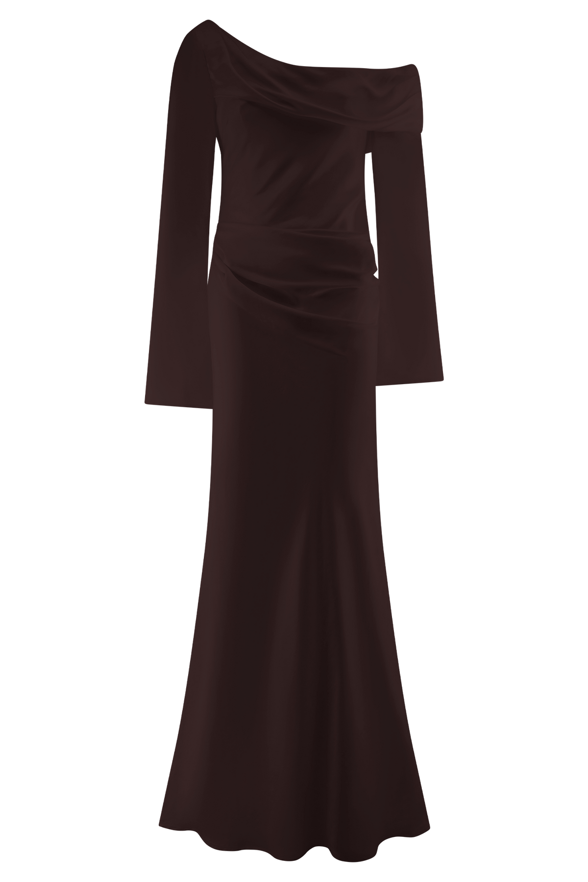 Iris Long Sleeve Satin Maxi Dress - Dark Chocolate