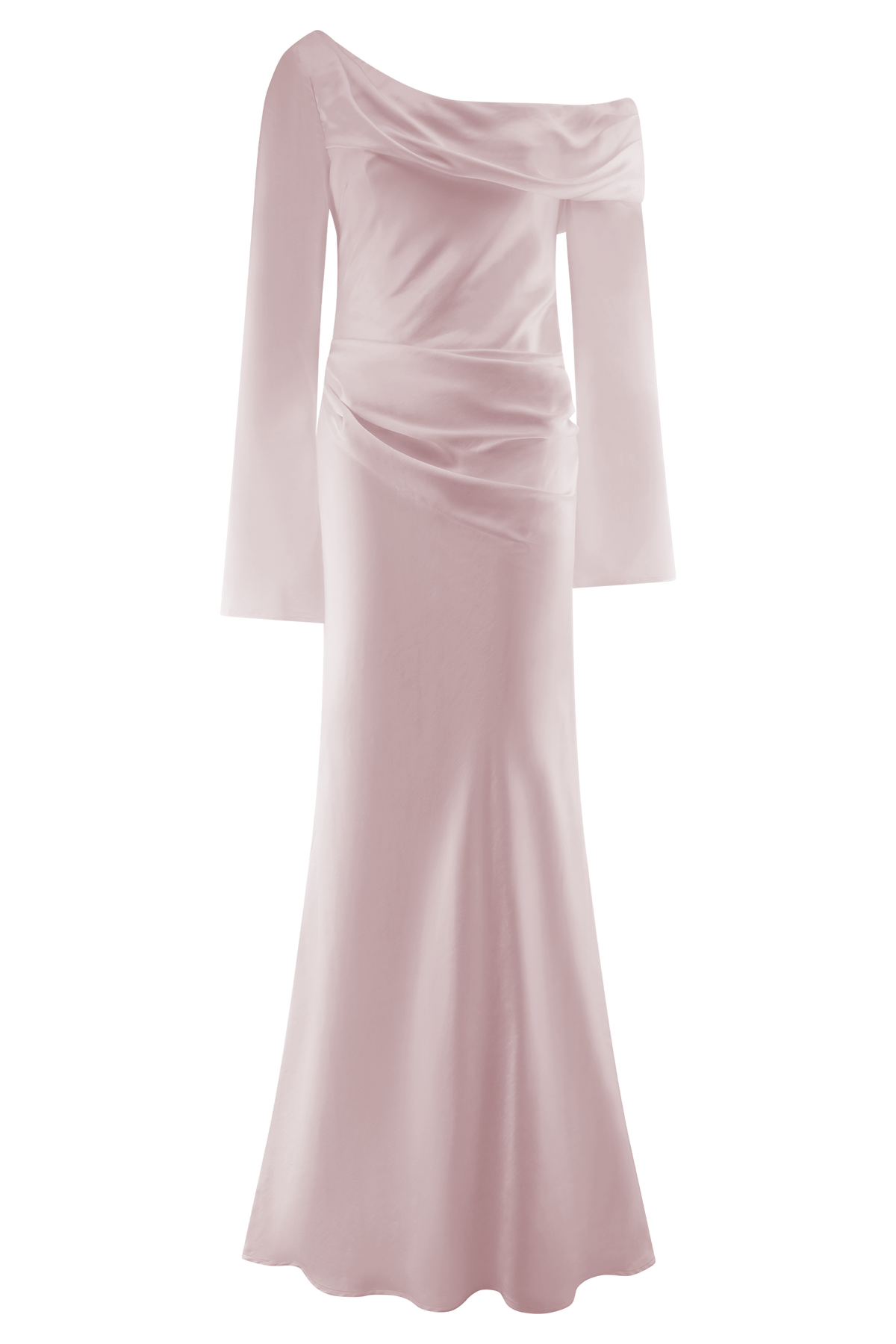 Iris Long Sleeve Satin Maxi Dress - Soft Pink