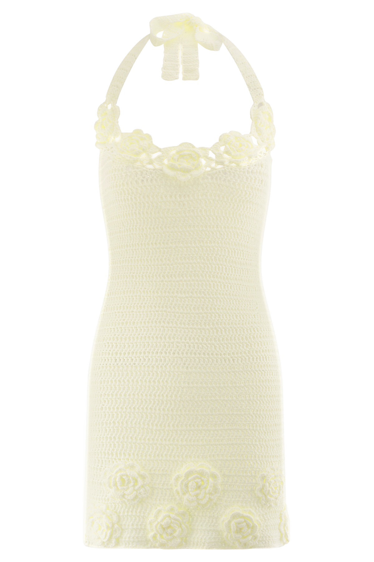 Liyah Floral Hand Crochet Mini Dress - Ivory
