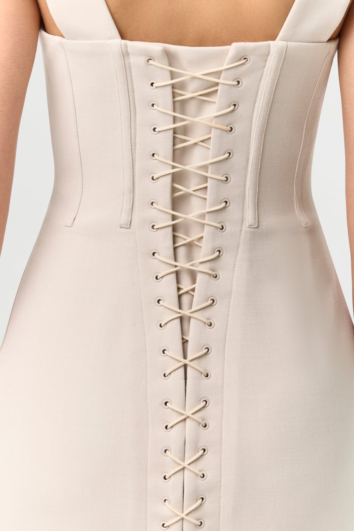 Suiting Lace-Up Midi Dress