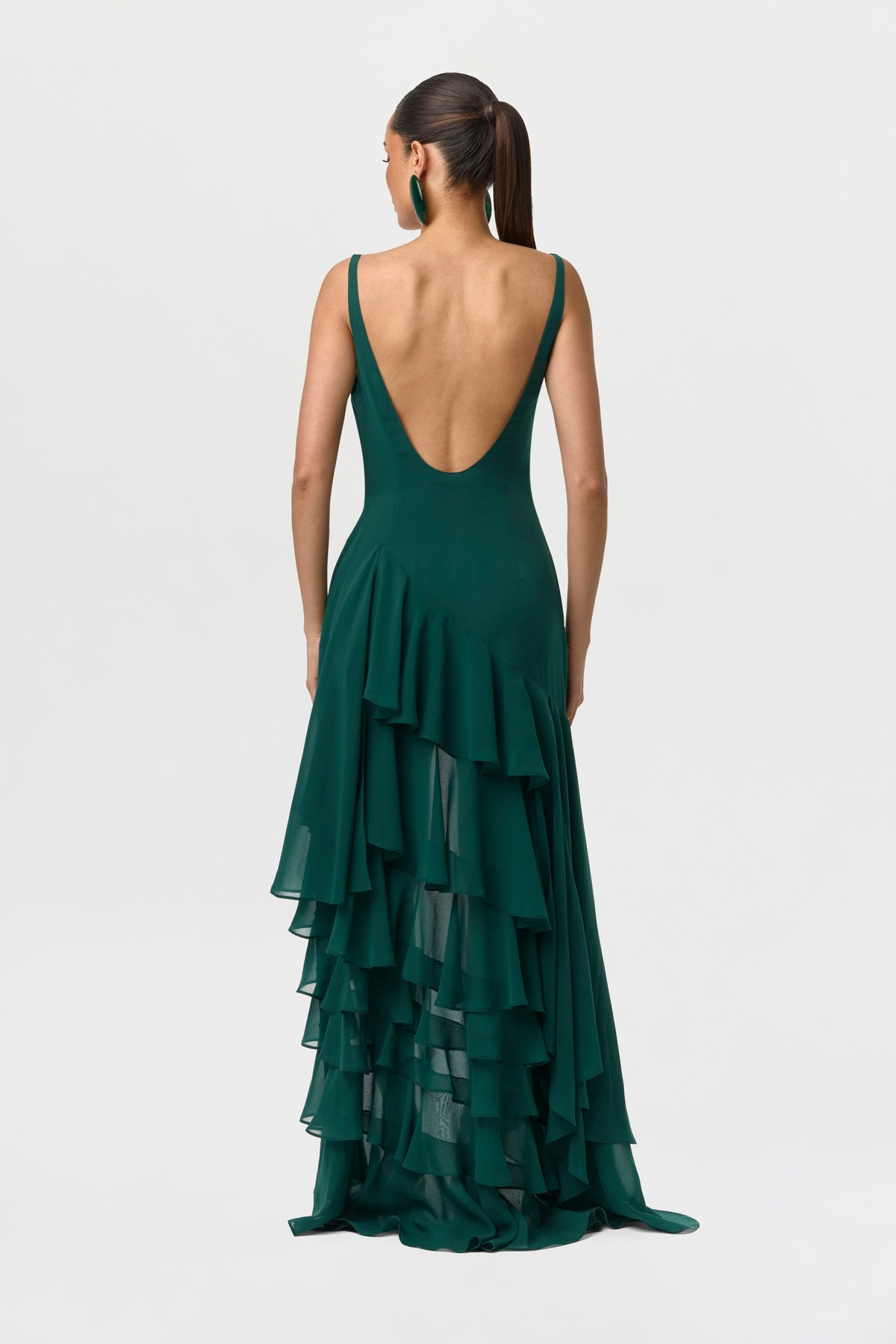 Chiffon Asymmetric Ruffle Dress