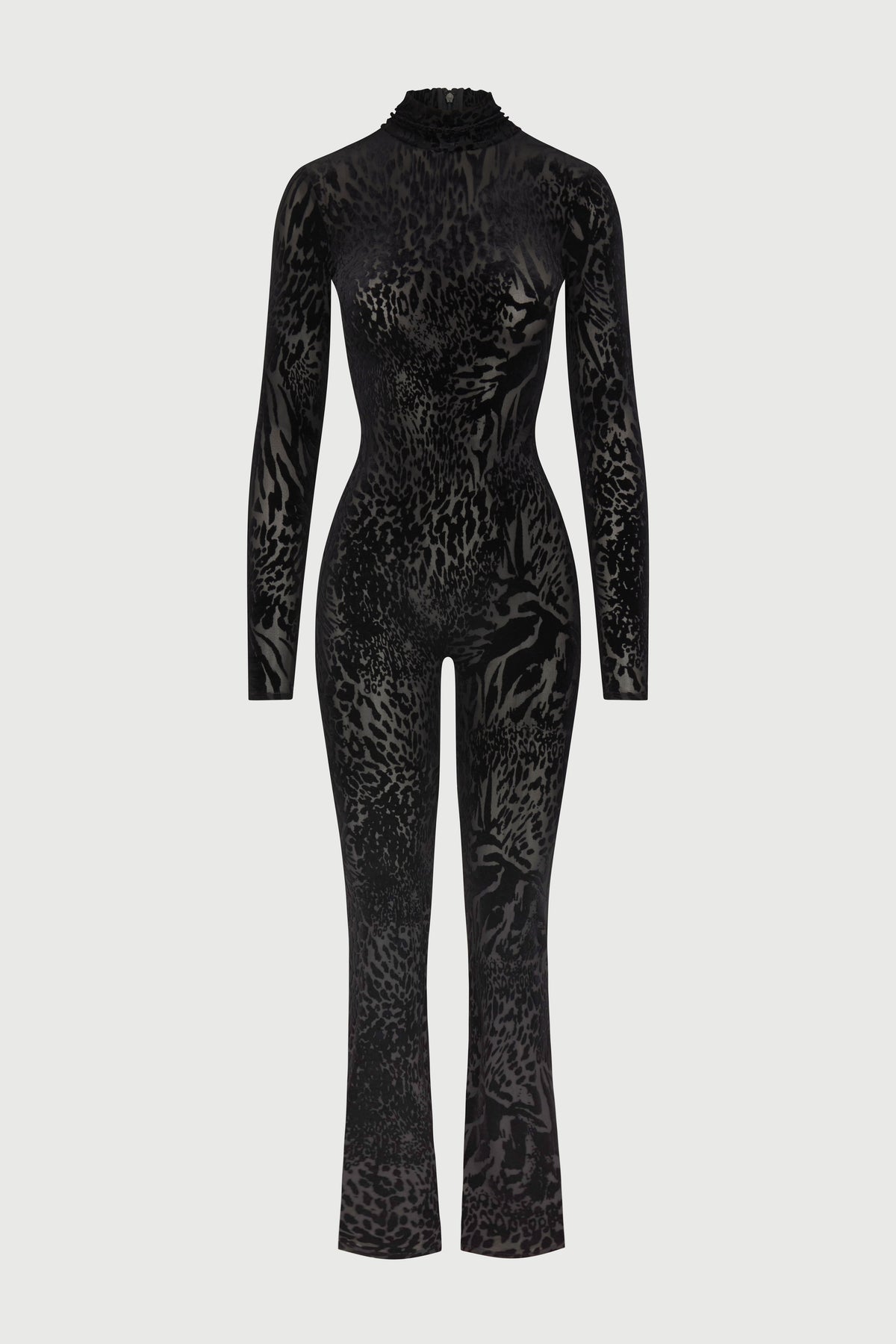 Burnout Print Turtleneck Jumpsuit
