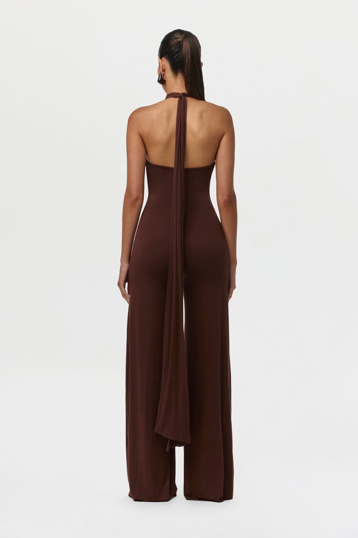 Smooth Halter Wide-Leg Jumpsuit Petite
