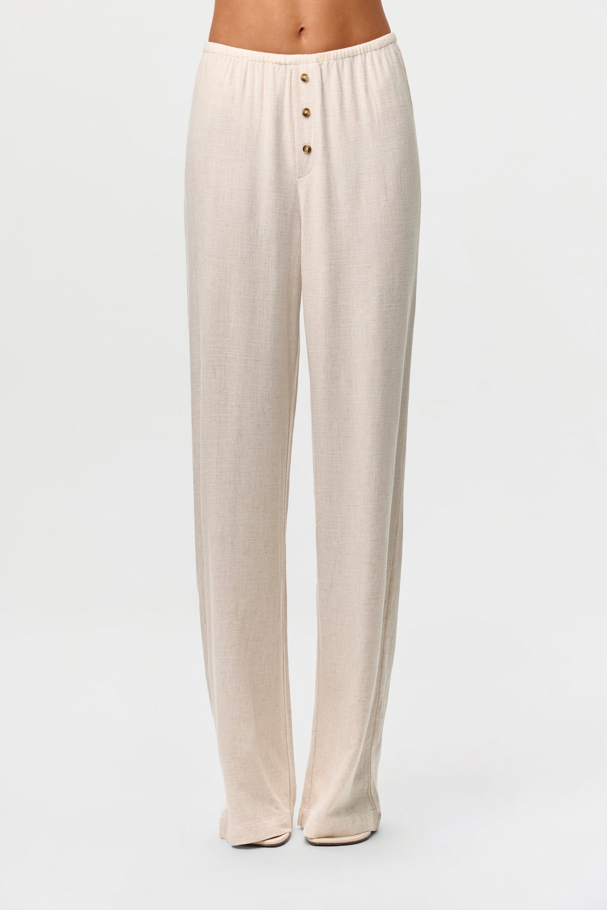 Linen Button Lounge Pants Petite