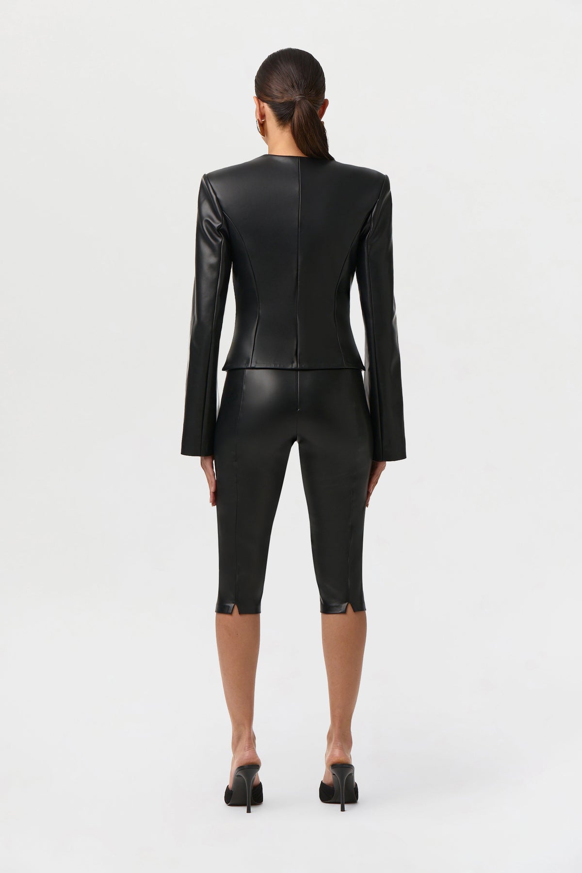 Vegan Leather Button Up Jacket