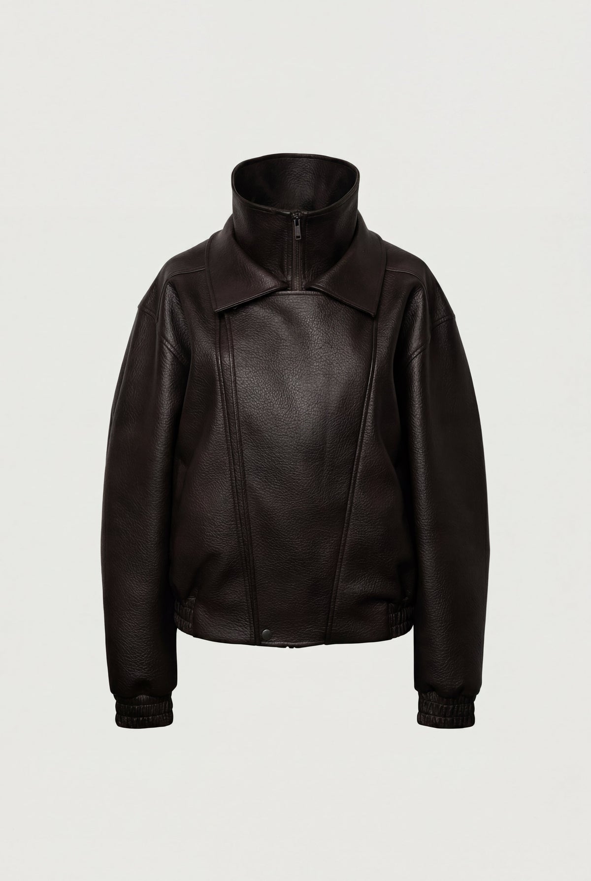 VEGAN LEATHER DOUBLE COLLAR BIKER JACKET