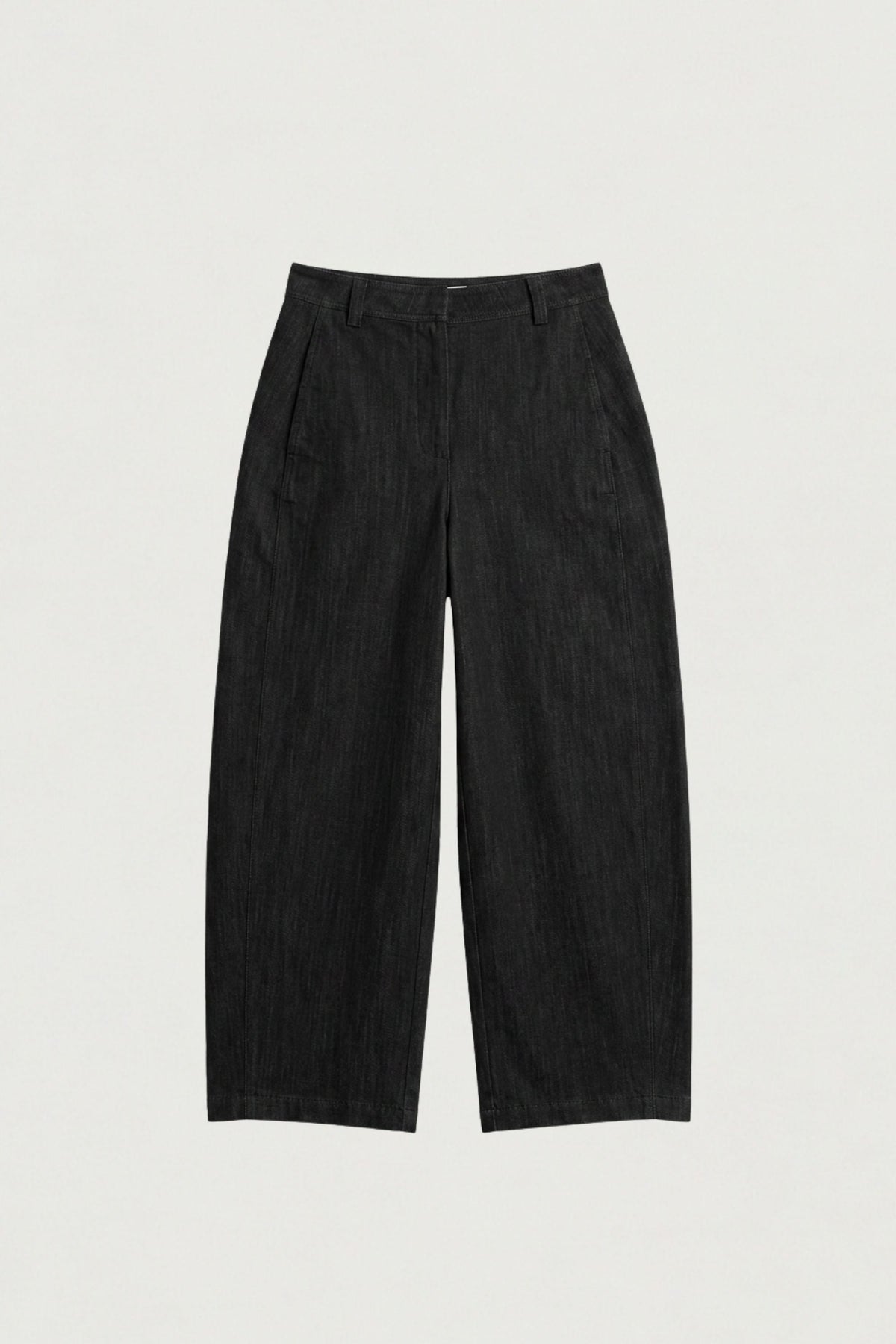 WOVEN TWILL BARREL LEG PANT