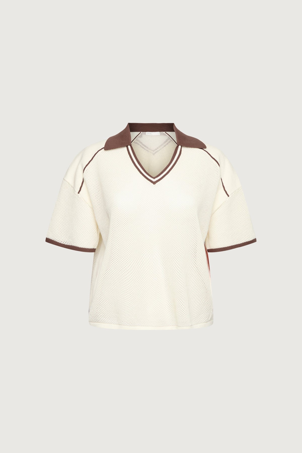 V-NECK MESH CROCHET POLO