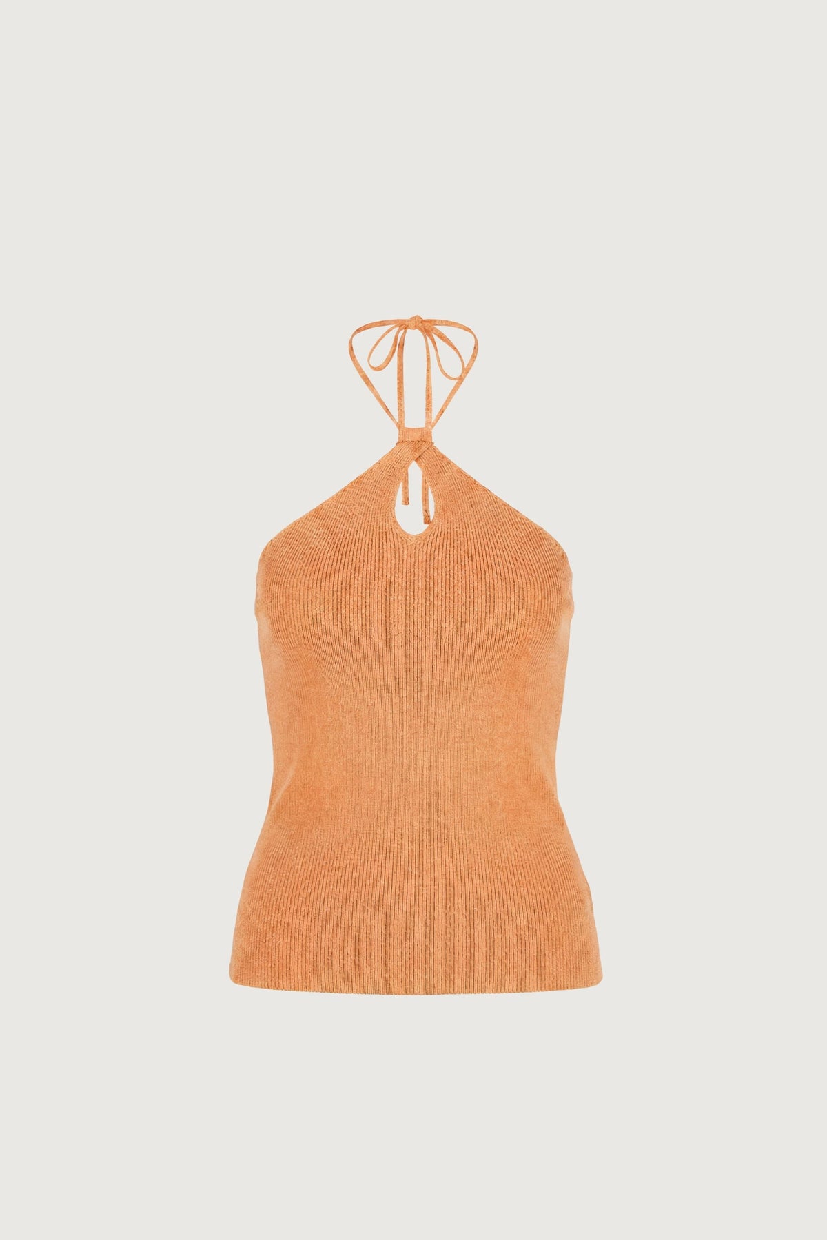 TWISTED LINEN BLEND HALTER NECK TOP