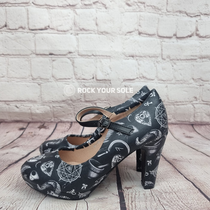 Baphomed Occult 4inch heels with staps