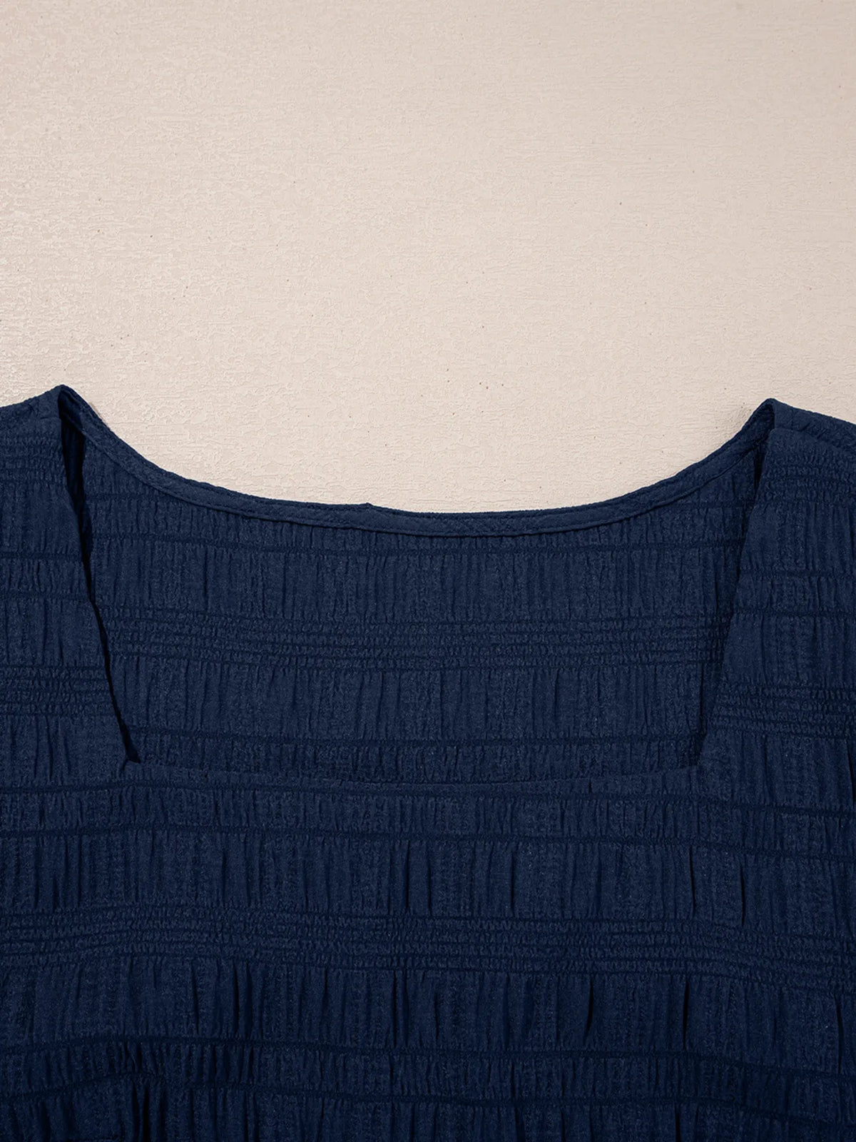 Hazel Blues® | Textured Square Neck Top and Shirred High Waist Shorts Set