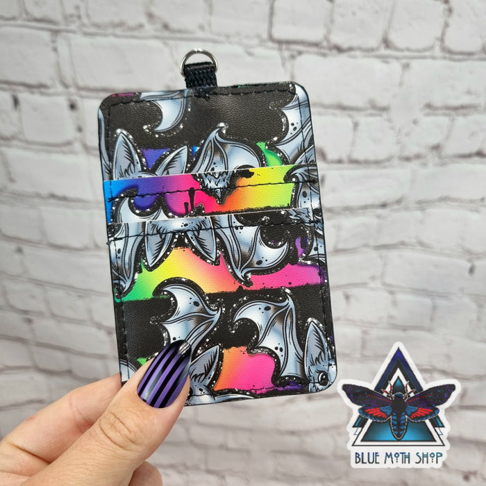 Neon rainbow bats ID wallet