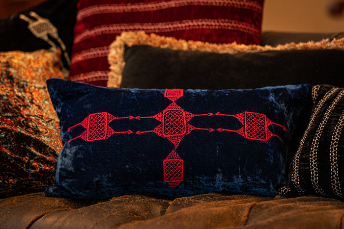 Rufia Indigo Velvet Pillow Cover