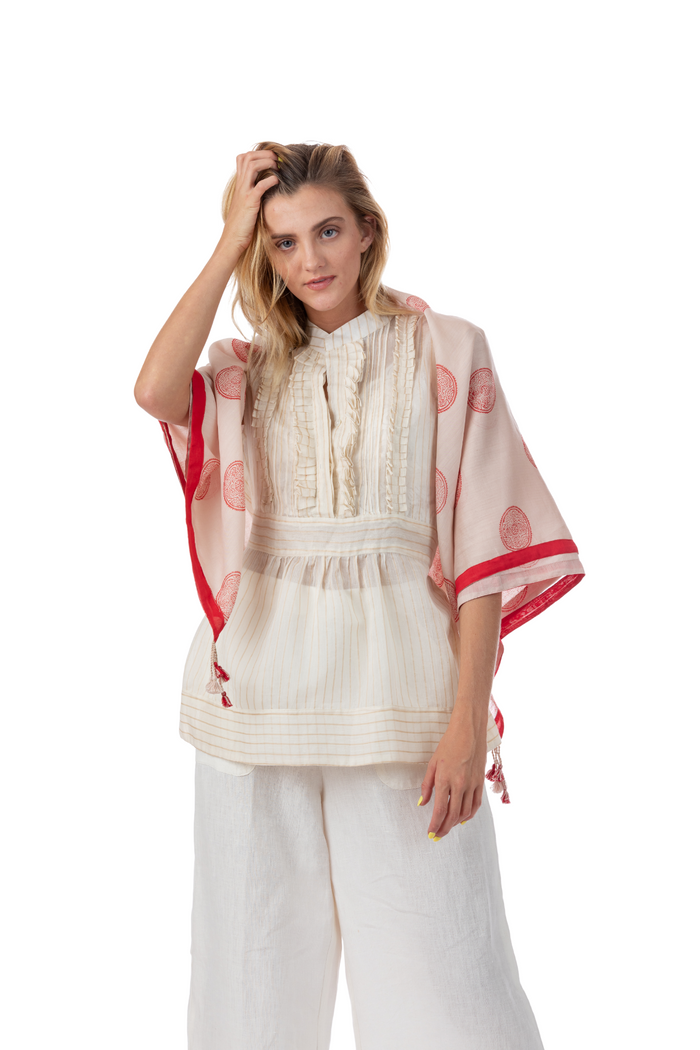 Teja Blush and Cranberry Scarf and Stole