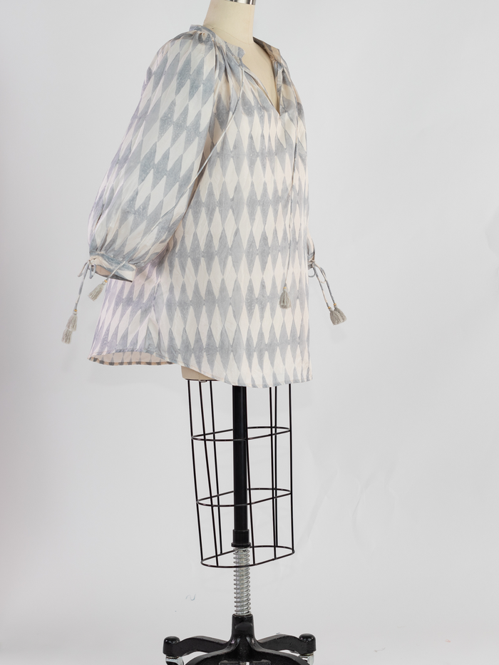 Yasmin Slate Silk Blouse