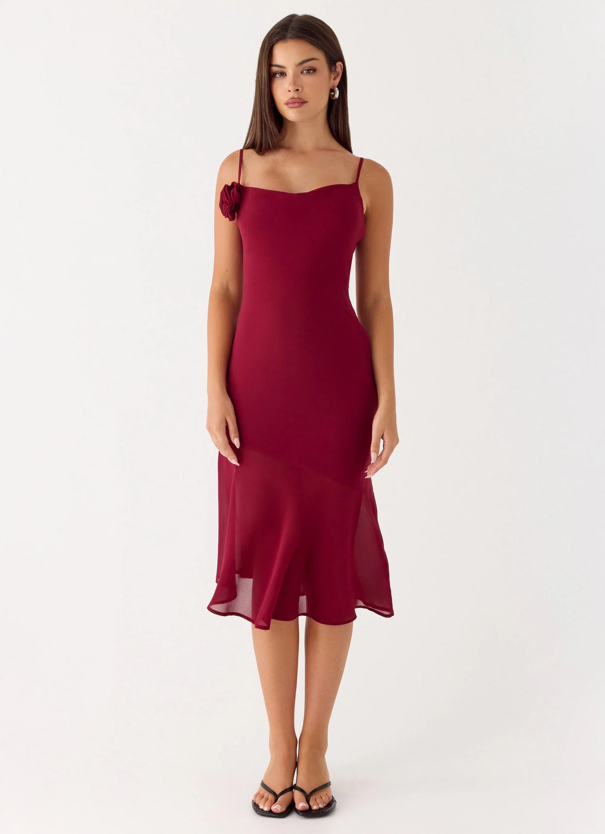 Anne Midi Dress Deep Red