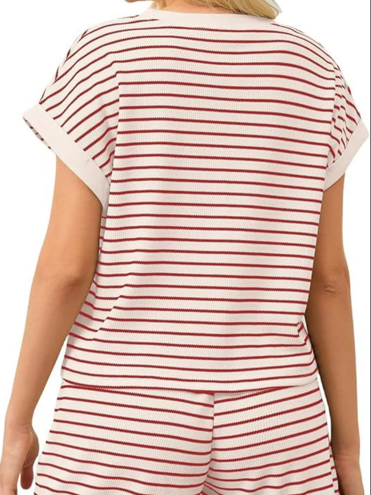 Hazel Blues® | Contrast Striped T-Shirt and Shorts Set