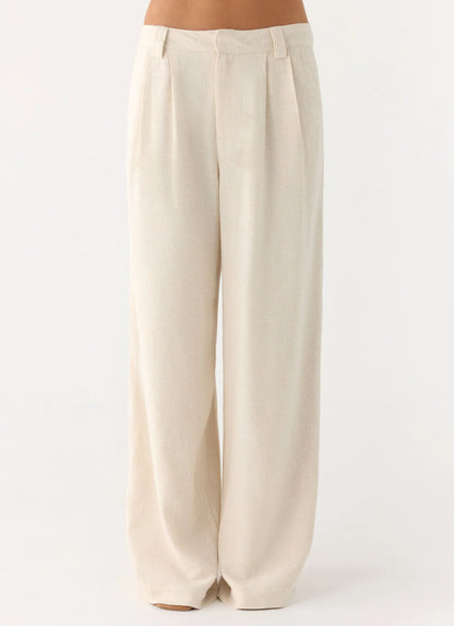 Delong Low Rise Linen Pants Oatmeal