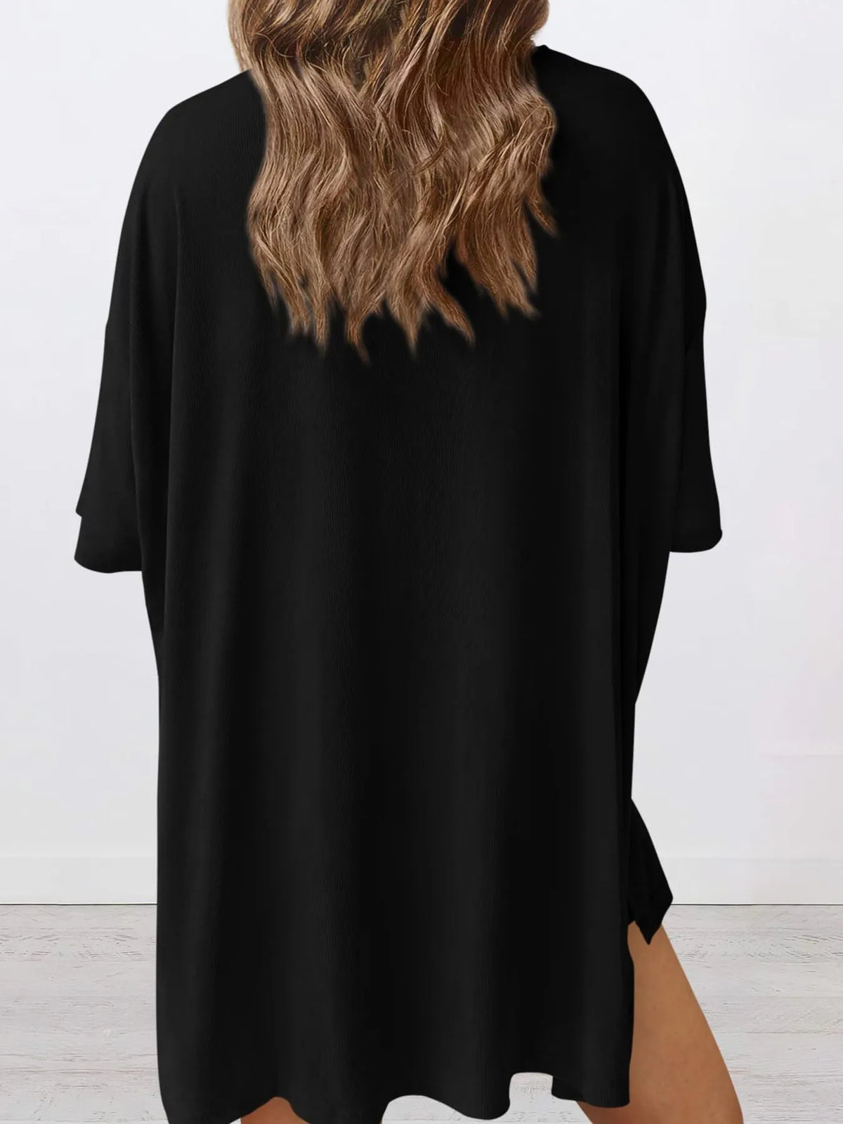 Hazel Blues® | Oversized Slit Round Neck Top and Shorts Lounge Set