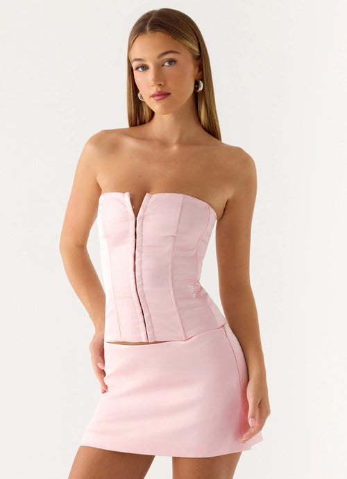 All My Ladies Strapless Corset Top - Petal Pink