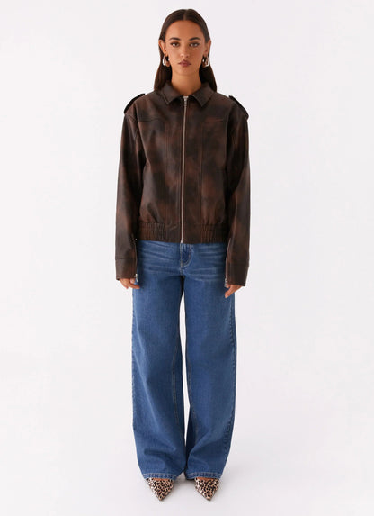 Chicago Bomber Jacket Chocolate