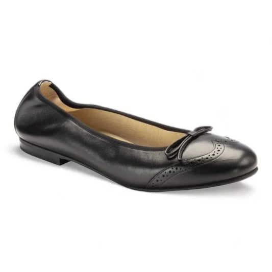 1540 - Black Leather Girls Bow Shoe