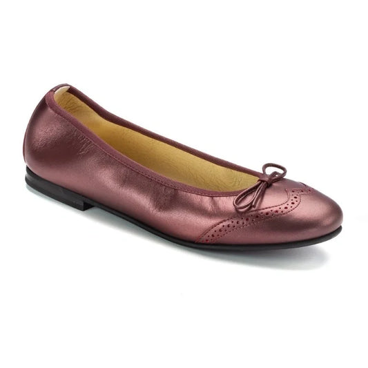 1540 - Bordo Metalic Girls Bow Shoe