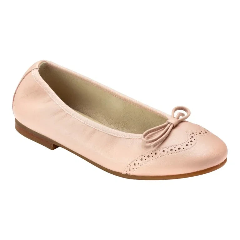 1540 - Soft Pink Girls Leather Bow Shoe