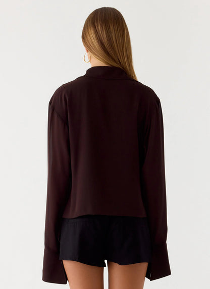 Annah Wrap Shirt - Chocolate
