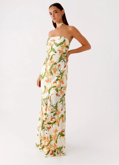 Damali Satin Maxi Dress Floral Print