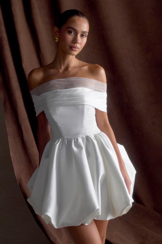 Lauretta Off Shoulder Mini Dress - White