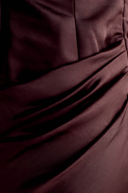 Iris Long Sleeve Satin Maxi Dress - Dark Chocolate