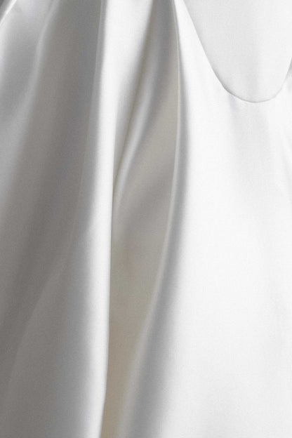 Delphine Satin Strapless Maxi Gown - White