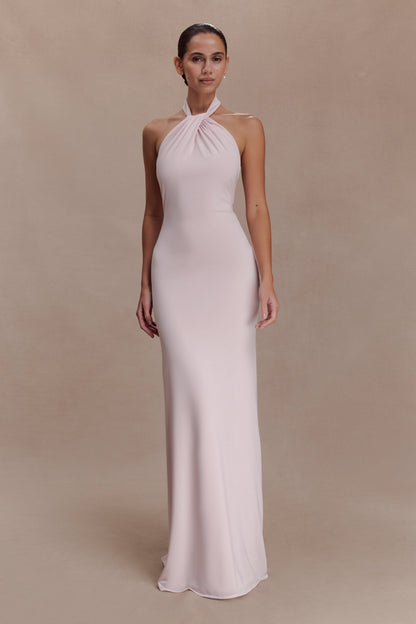 Elyna Slinky Halter Maxi Dress - Pale Pink