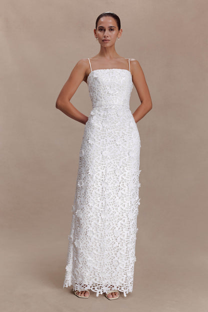 Josefa Sequin Lace Maxi Dress - White