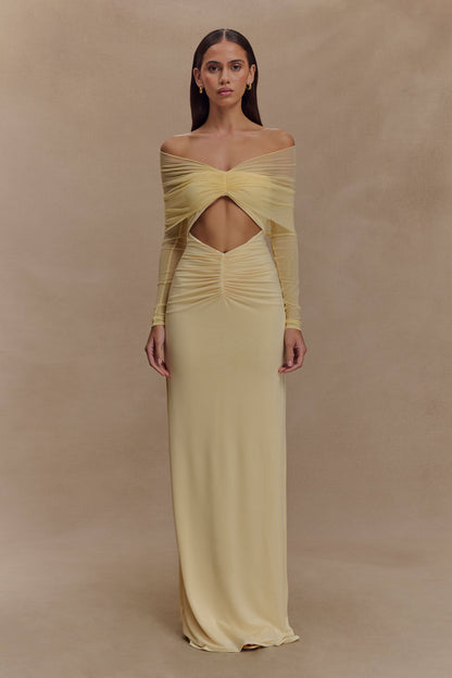 Rafaella Slinky And Mesh Maxi Dress - Lemon