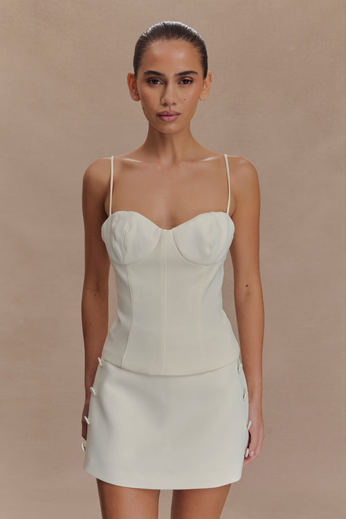 Jaime Spaghetti Strap Suiting Top - Ivory